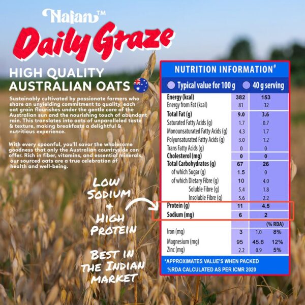 Nalan™ Daily Graze Instant Oats - 1kg Jar Pack - Australian Oats for Weight Loss