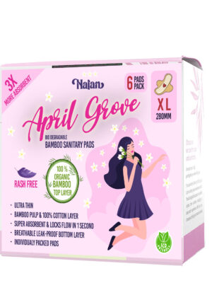 Nalan April Groove Organic Bamboo Sanitary Pads XL 280mm - 6Pads