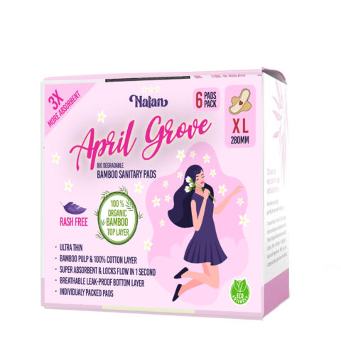 Nalan April Groove Organic Bamboo Sanitary Pads XL 280mm - 6Pads