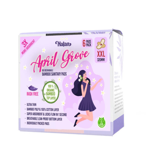 Nalan April Groove Organic Bamboo Sanitary Pads XXL 320mm - 6Pads